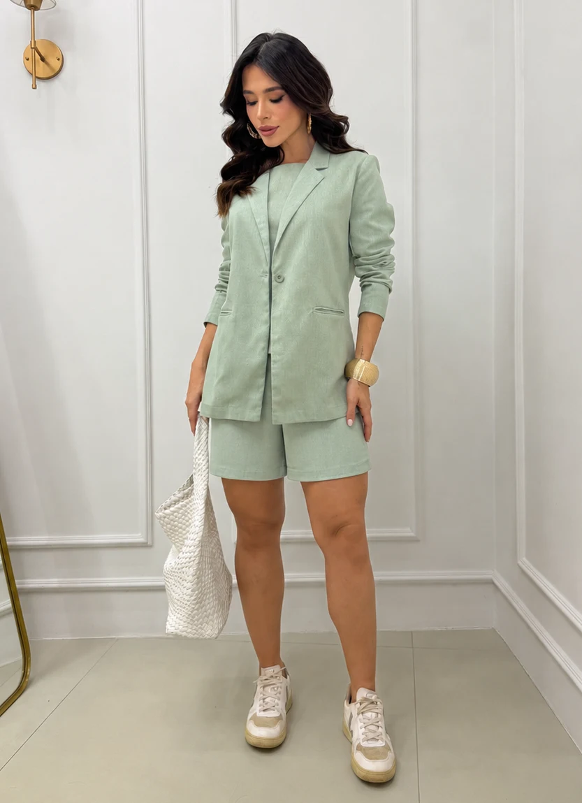 Blusa Estruturada com Zíper Shizue — Verde — Enquadramento 4
